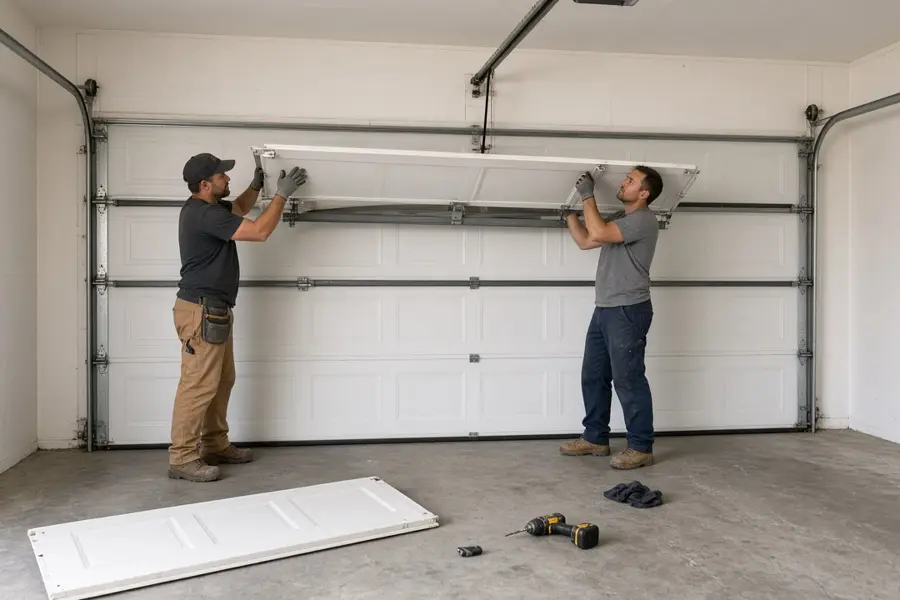Garage door panel replacement at a Dallas-area home (placeholder photo)